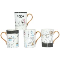 10OZ ceramic mug set for christmas mugs ceramic  with golden handle