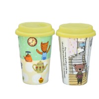 2020 hot new glitter design ceramic travel mug with silicone lid