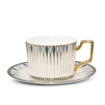 Gold handle bone China mug household  ceramic coffee cup & saucer