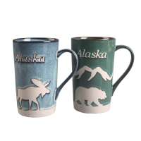 Stoneware reactive color glaze mug drinkware type promotional ceramic mug with animal print