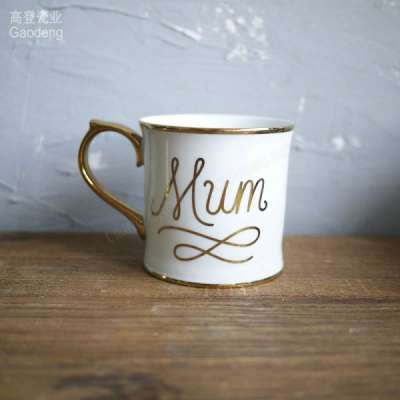 Mum gift mug Ceramic coffee mug new bone china turkish coffee cup with gold handle