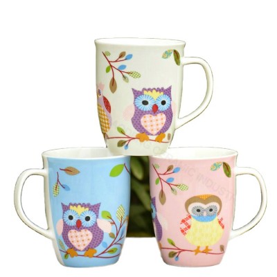 Ceramic porcelain cartoon owl mug for coffee