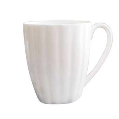 Ceramic plain white coffee mug new bone China embossed tea mug