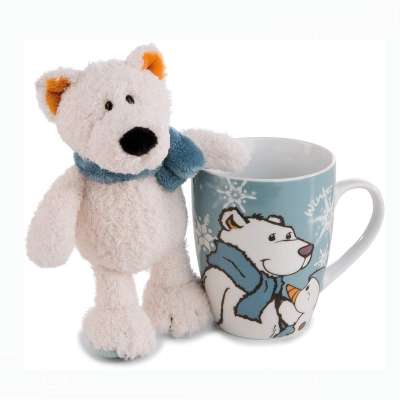 Gift mug with plush toy ceramic coffee mug with toy promotional cute mug set for kids