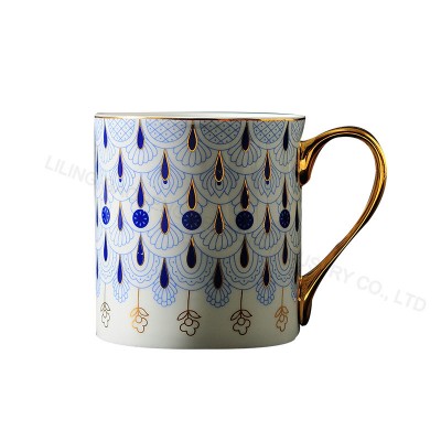 Ceramic gold handle mug, ceramic gift mug set, coffee mug  porcelain cup