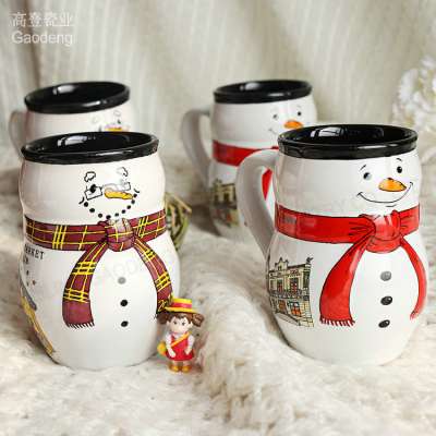 Christmas 3D snowman mug, stoneware christmas mugs