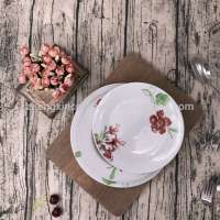 18pcs Wholesale Hotel restaurant dinner ware color print design flat round white ceramic charger soup plate set