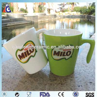 Milo advertising coffee mug with 7 handle