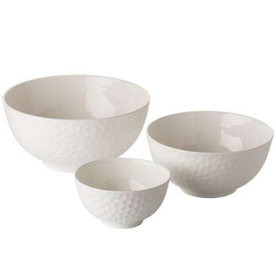 Household Ceramic Bowl, white embossed noodle bowl