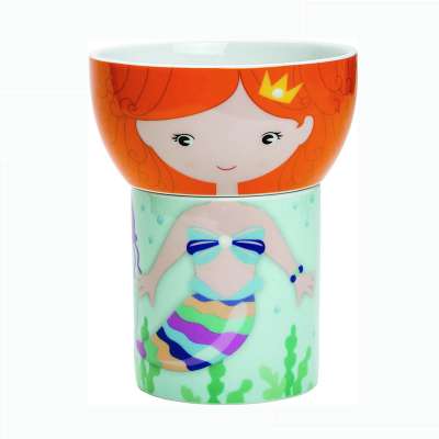 Ceramic cartoon bowl and mug set for children ceramic dinner tableware set for kids